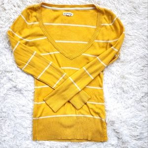 Sz L Cute Yellow and White Striped Sweater
